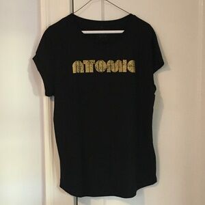 Disko Kids Atomic T-Shirt in Black and Gold NWOT